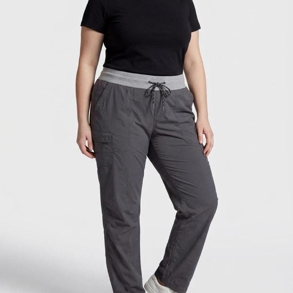 Columbia Grey Cargo Pull-On Pants Ribbed Waistband Drawstring Women's XL